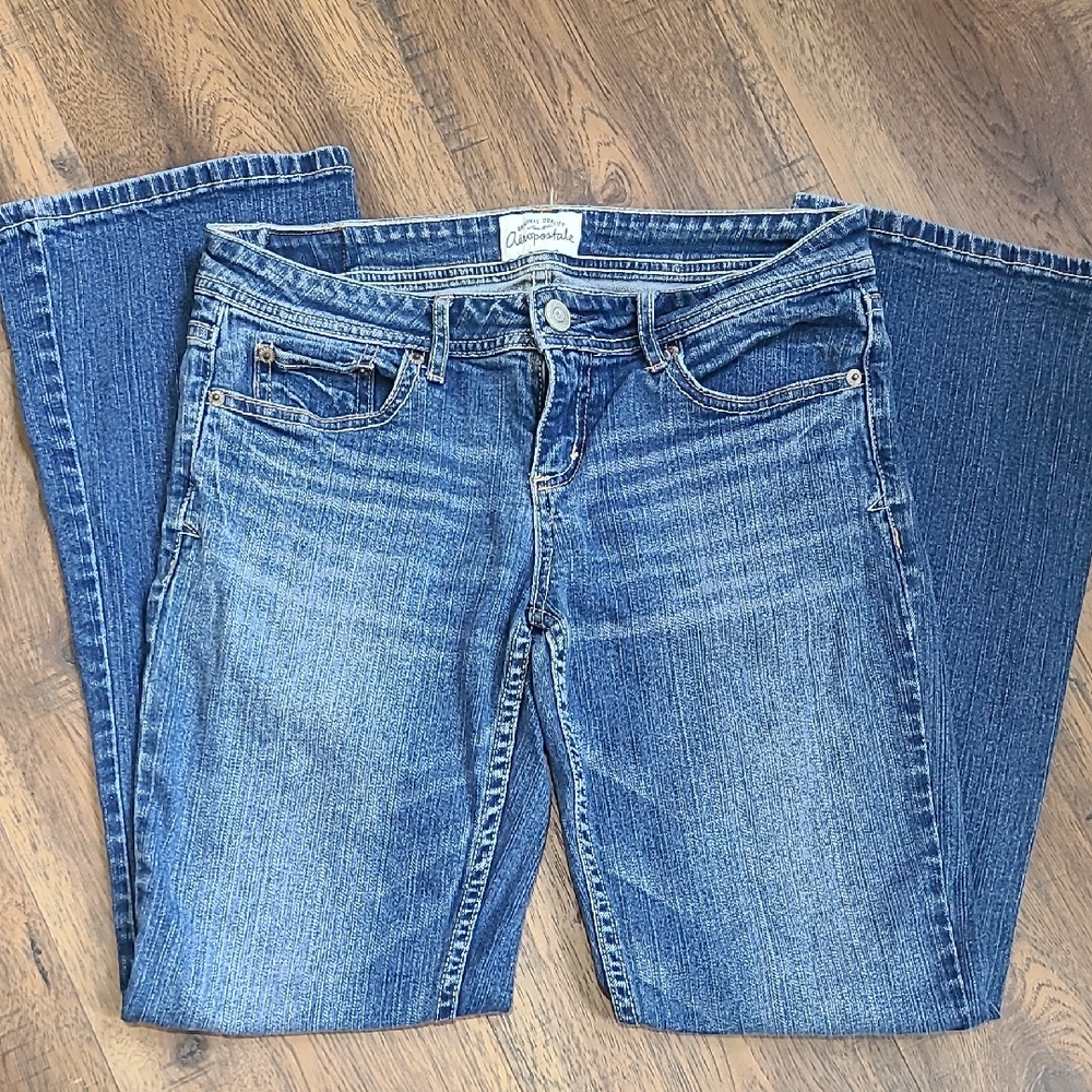 Aeropostale Women's Blue Bootcut Jeans with Faded Whiskering